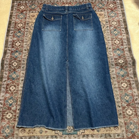Vintage Y2K No Boundaries Blue denim maxi skirt with pockets size 11 - Picture 7 of 8